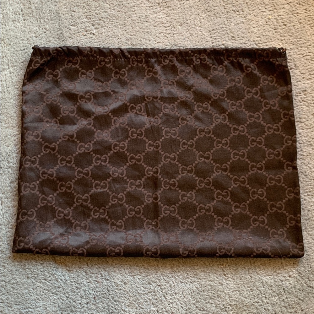 Gucci Dark Brown Monogram Satin Tom Ford Era Drawstring Bag